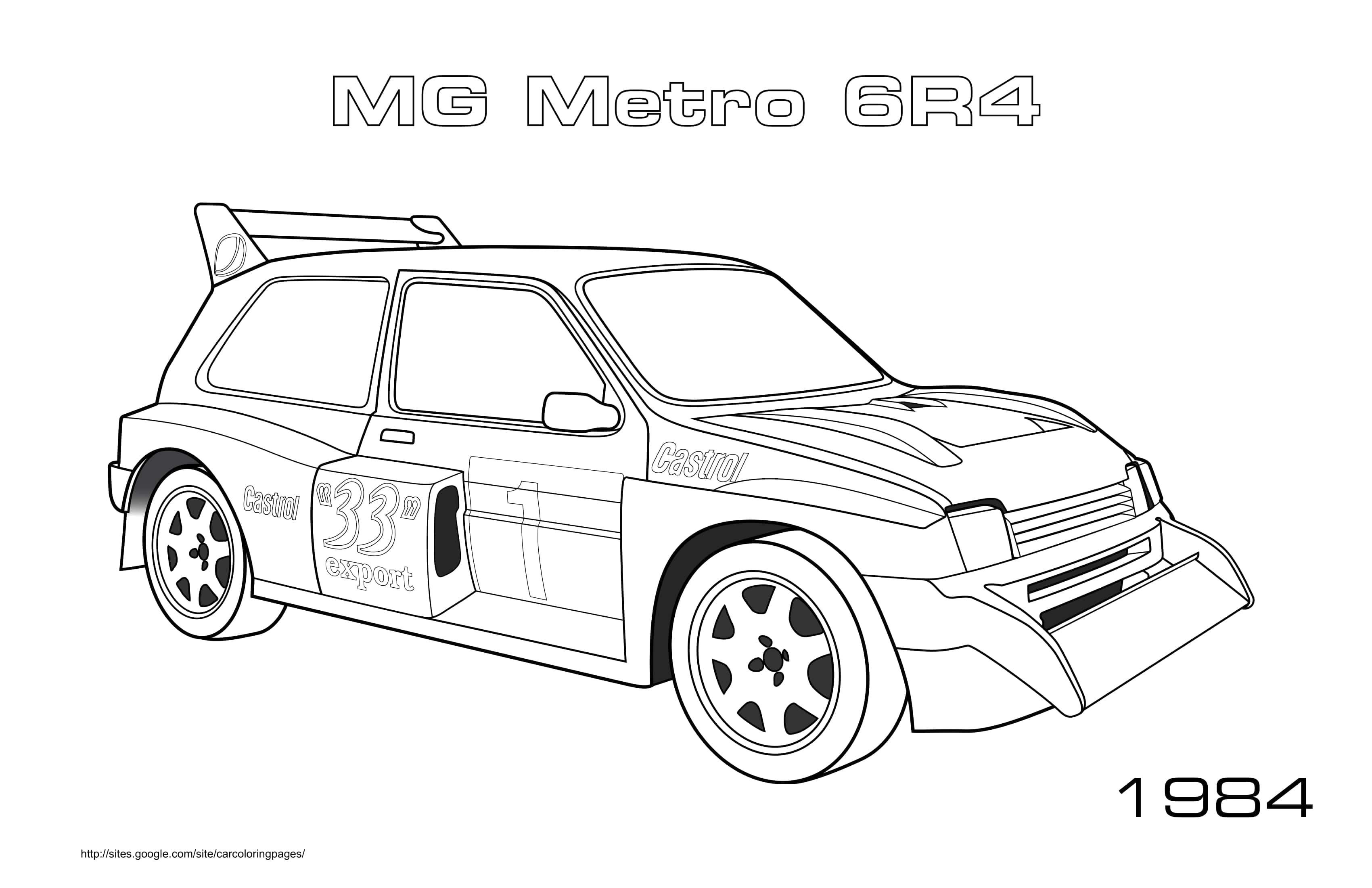 Coloriage MG Metro 6R4 1984 en pleine course - Voiture de course à imprimer