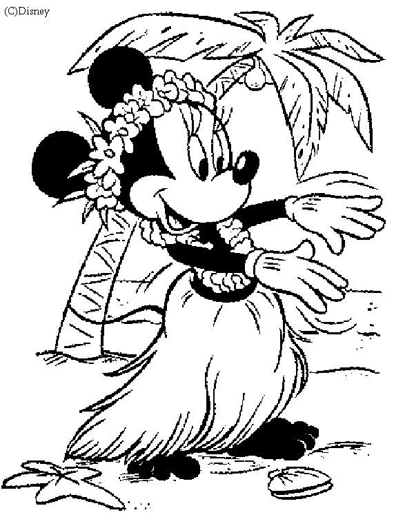 Coloriage Mickey et Minnie main dans la main - Minnie à imprimer