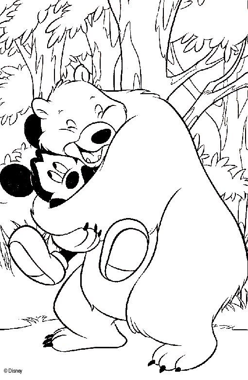 Coloriage Mickey Avec Un Ours Affectueux - Alphabet disney à imprimer