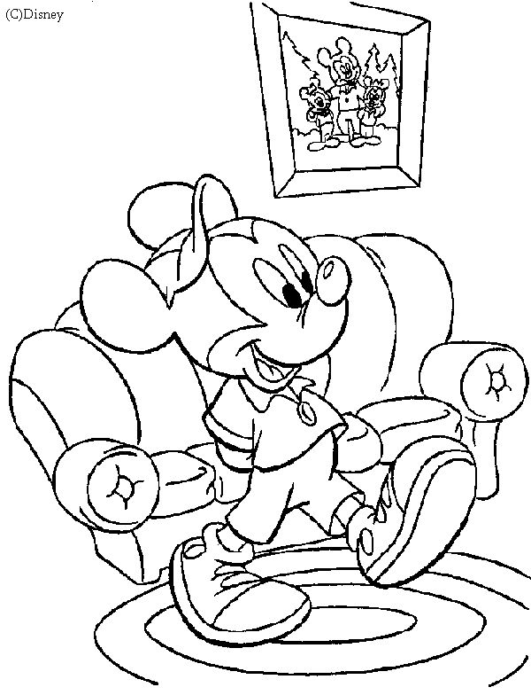 Coloriage Mickey dans son salon - Disney à imprimer