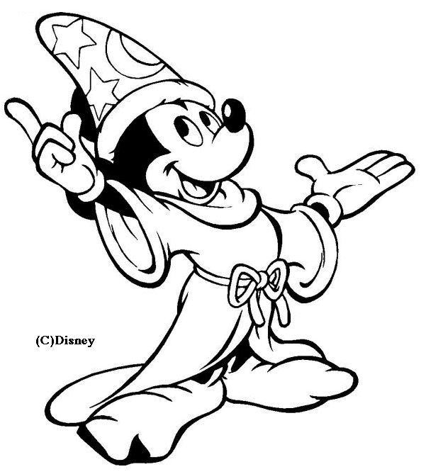 Coloriage Mickey Est Un Magicien - Alphabet disney à imprimer