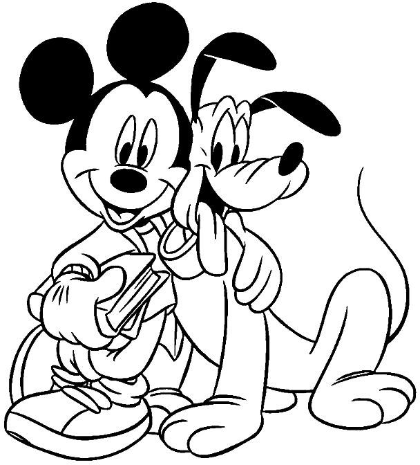 Coloriage Mickey Et Son Chien Pluto - Alphabet disney à imprimer