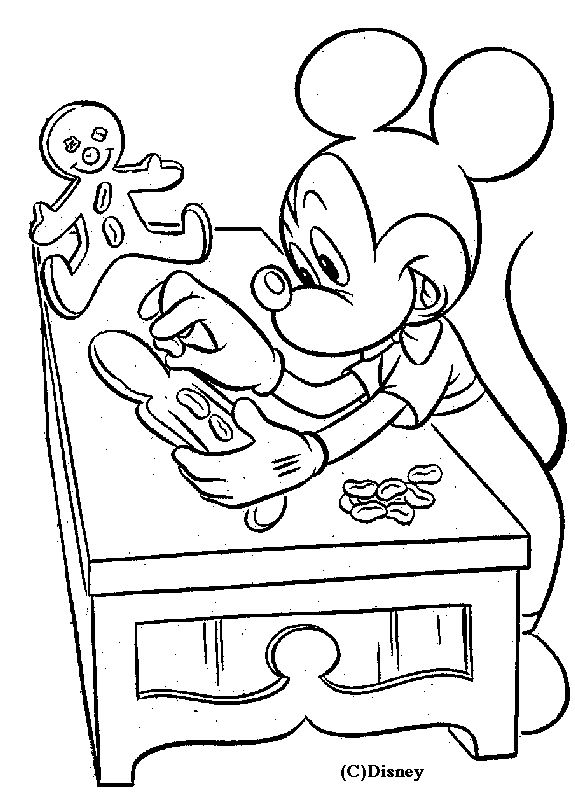 Coloriage Mickey Fait Des Gâteaux - Alphabet disney à imprimer