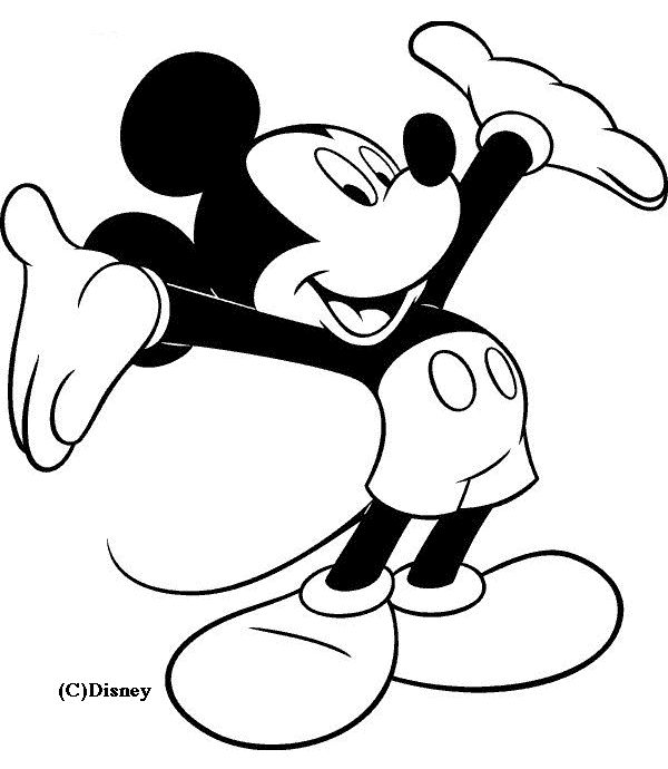 Coloriage Mickey Les Bras Ouverts - Alphabet disney à imprimer