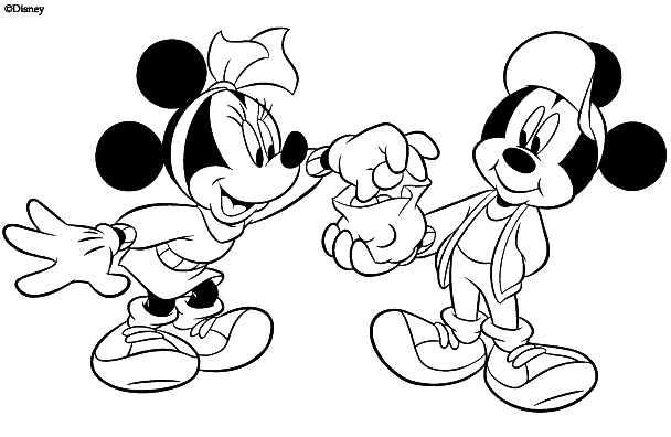 Coloriage Mickey Offre Des Bonbons A Minnie - Minnie à imprimer