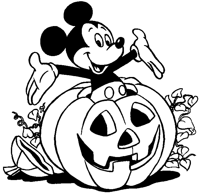 Coloriage Mickey Sort D'Une Citrouille D'Halloween - Halloween citrouille à imprimer