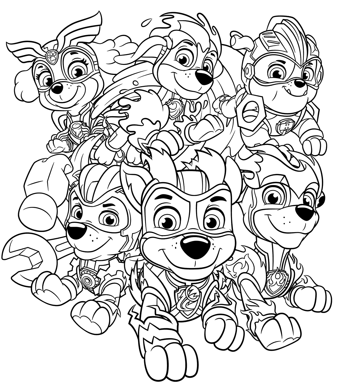 Coloriage Mighty Pups Charged Up - Pat Patrouille La Super Patrouille à imprimer