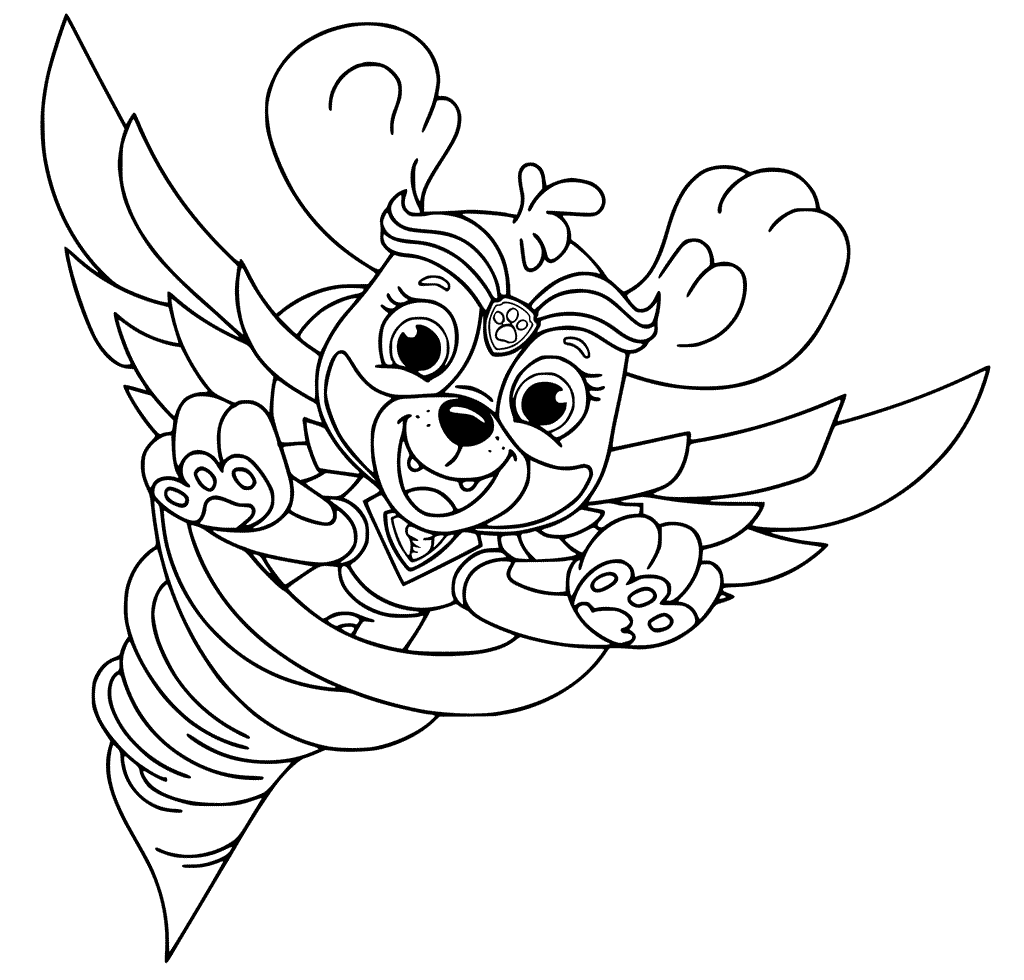 Coloriage Stella Vole Super Patrouille - Pat Patrouille La Super Patrouille à imprimer