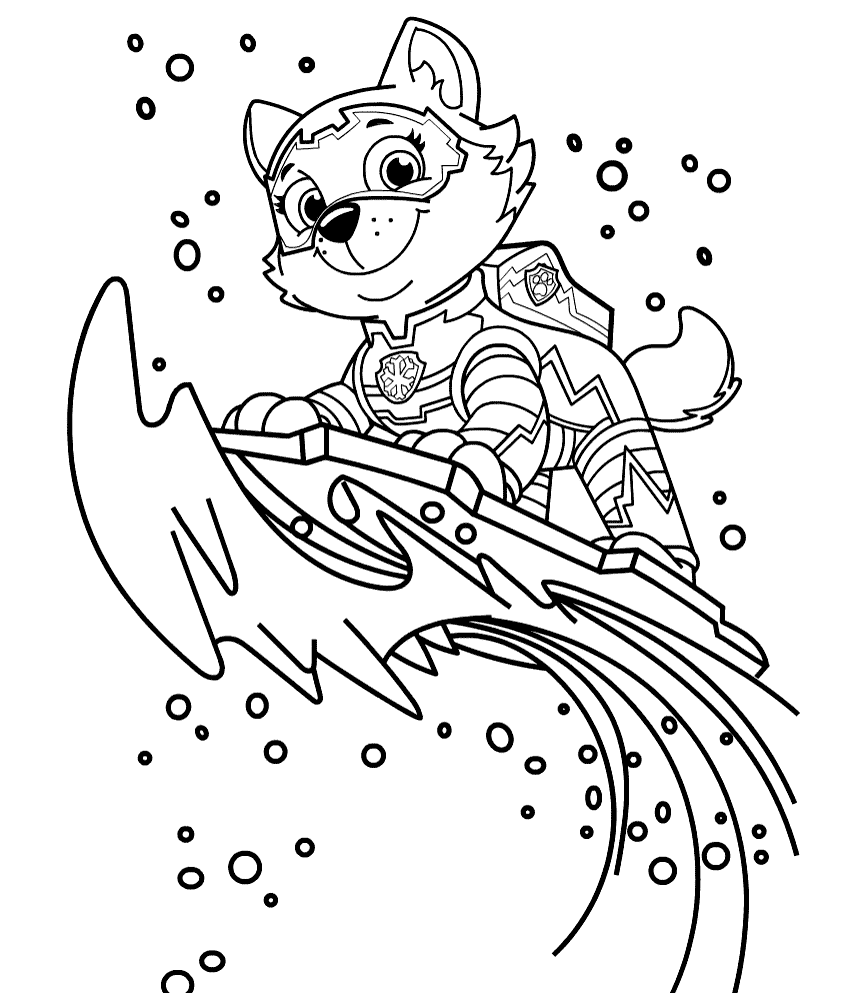 Coloriage Mighty Pups Pat Patrouille Everest - Pat Patrouille La Super Patrouille à imprimer