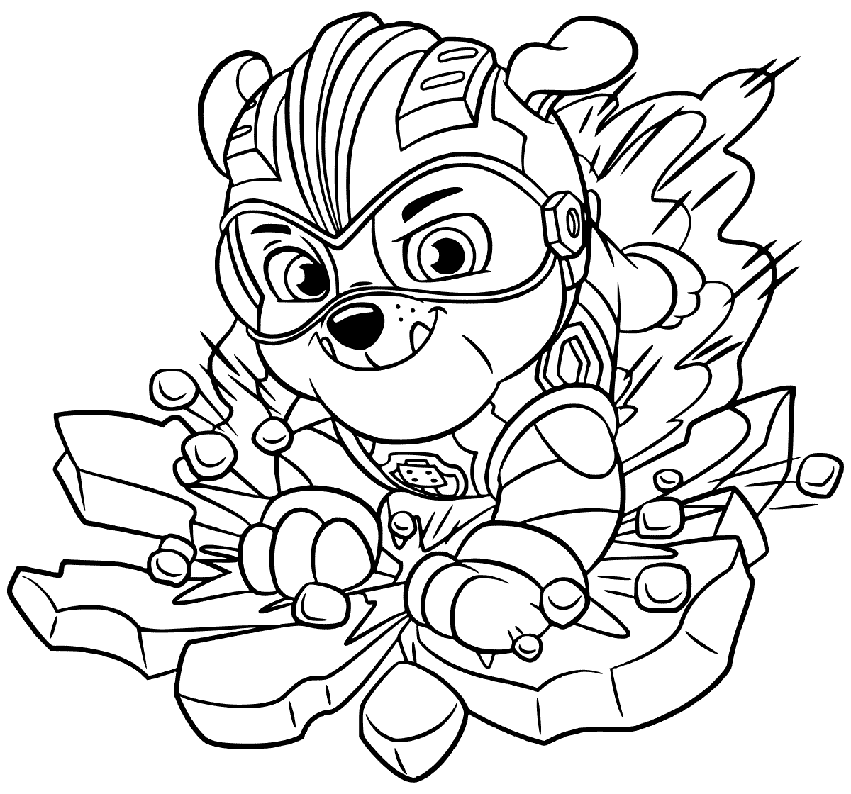 Coloriage Mighty Pups Rubbles - Pat patrouille à imprimer