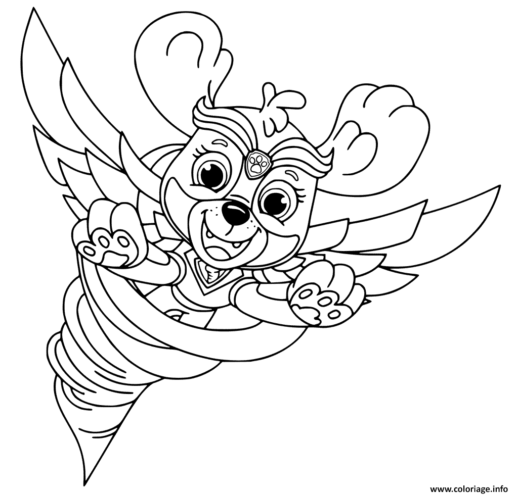 Coloriage Mighty Pups Stella Dans Une Tournade - Stella à imprimer