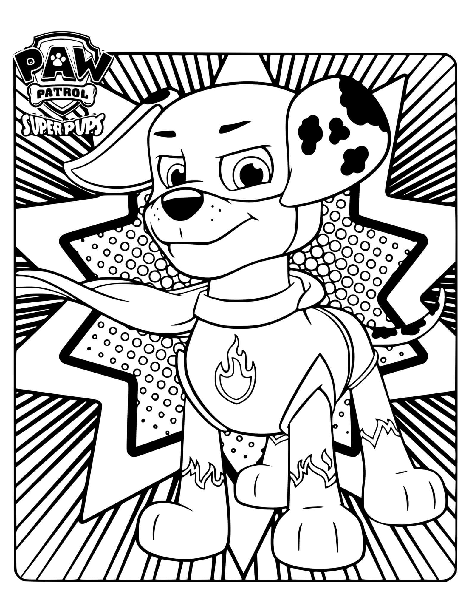 Coloriage Mighty Pups Super Pat Patrouille Pompier Marcus - Pat Patrouille La Super Patrouille à imprimer