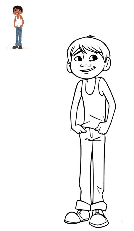 Coloriage Miguel Rivera Garçon De 12 Ans - Coco Disney à imprimer