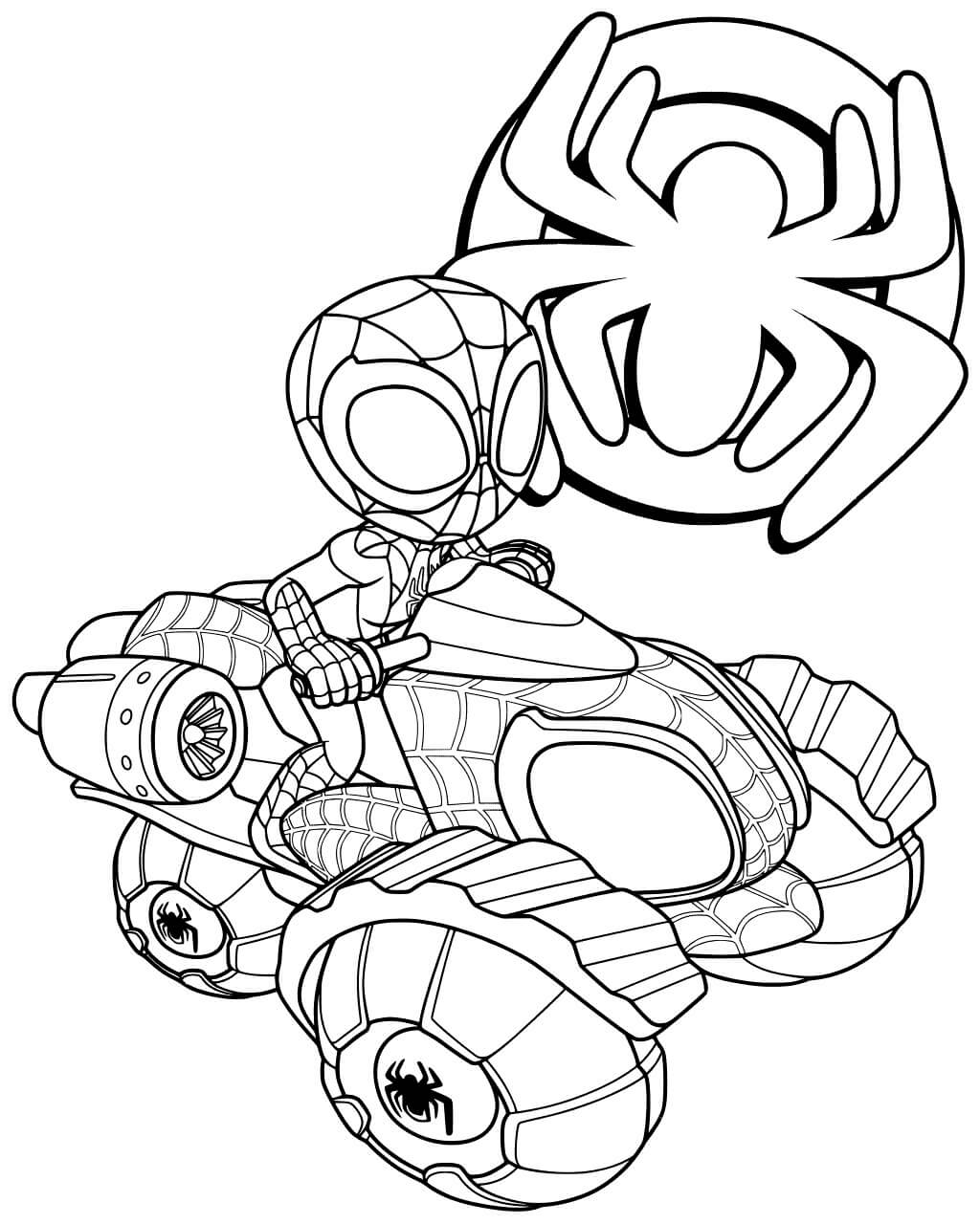 Coloriage Miles Morales Bike Spider Man Atv Quad - Spidey à imprimer