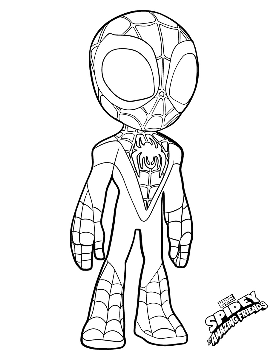 Coloriage Miles Morales Spin Spider Man - Spidey à imprimer