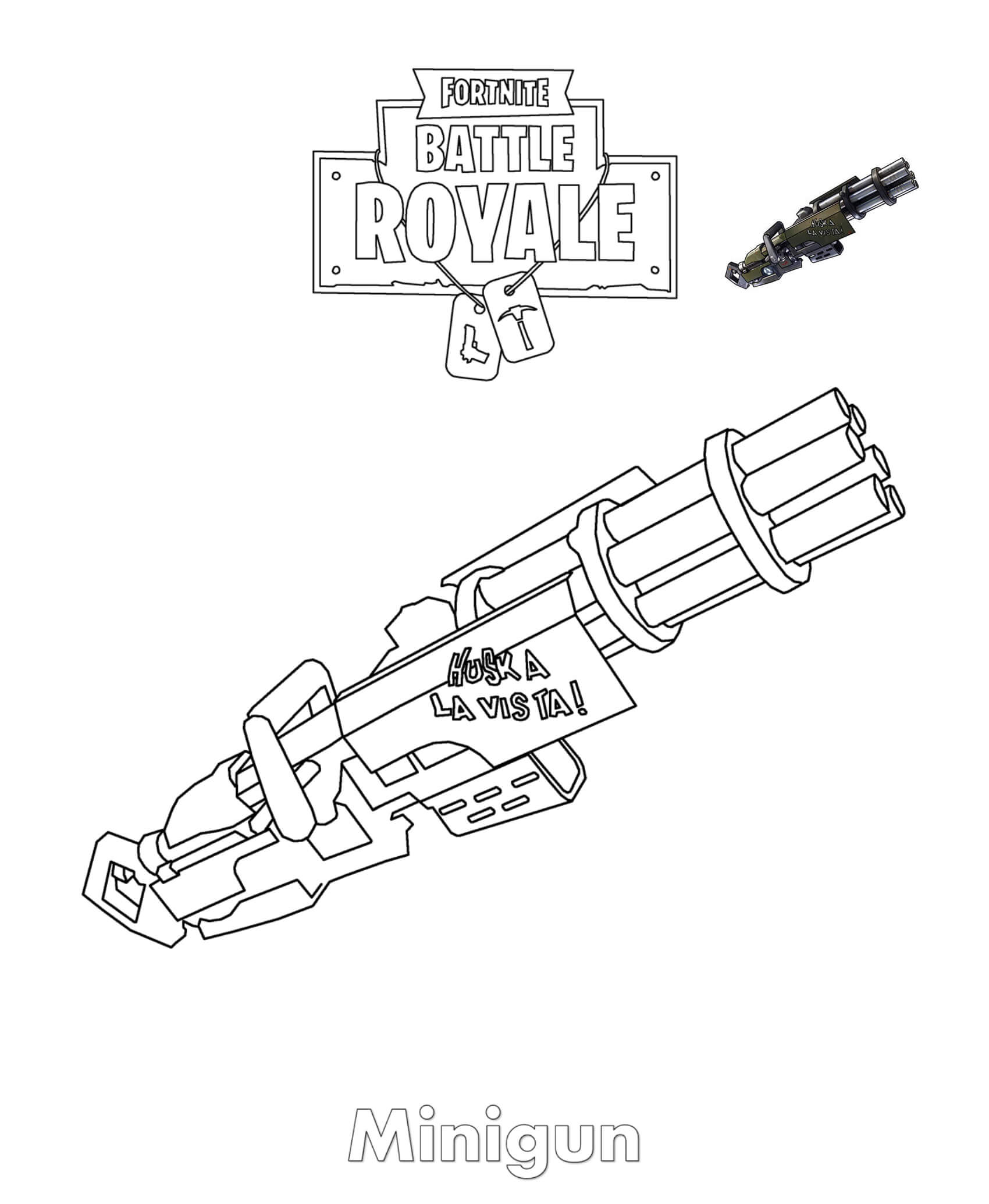 Coloriage Minigun Fortnite - Fortnite à imprimer