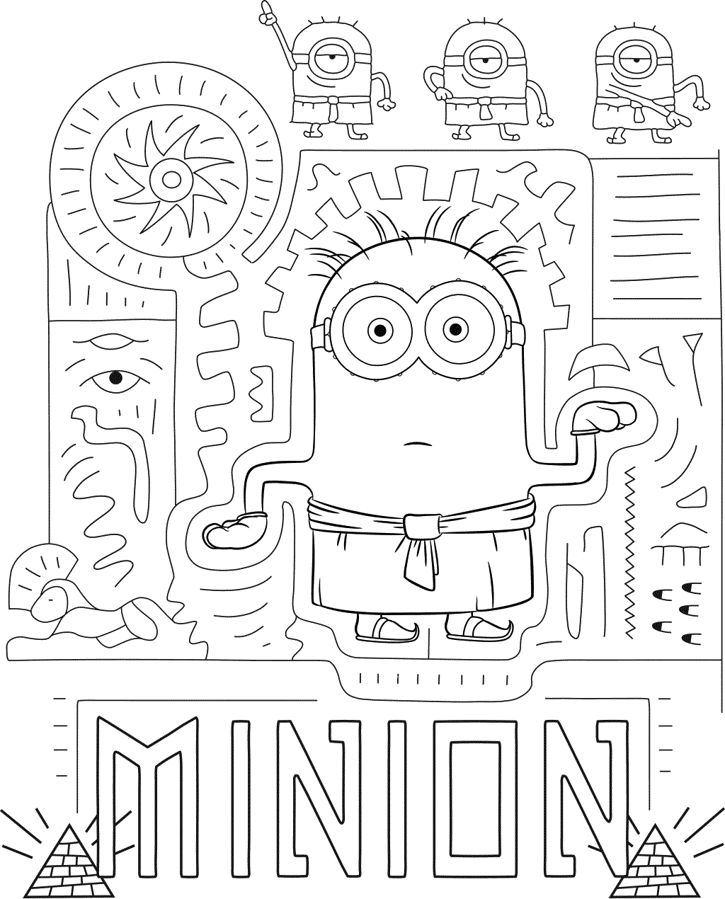 Coloriage Minion 2 En Mode Pharaon Et Visite L'Égypte - Minions à imprimer