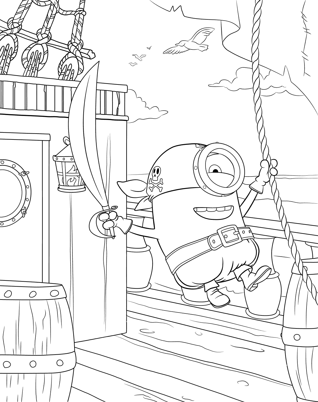 Coloriage Minions 2 Prêt Pour L'aventure De Pirate - Minions à imprimer