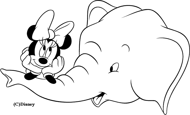Coloriage Minnie Avec Un Éléphant - Minnie à imprimer