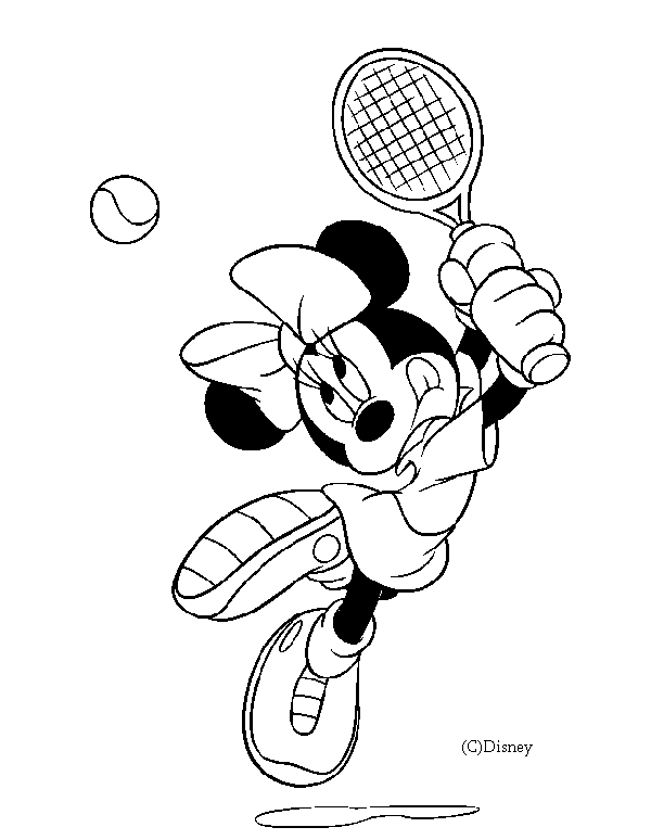 Coloriage Minnie Joue Au Tennis - Tennis à imprimer