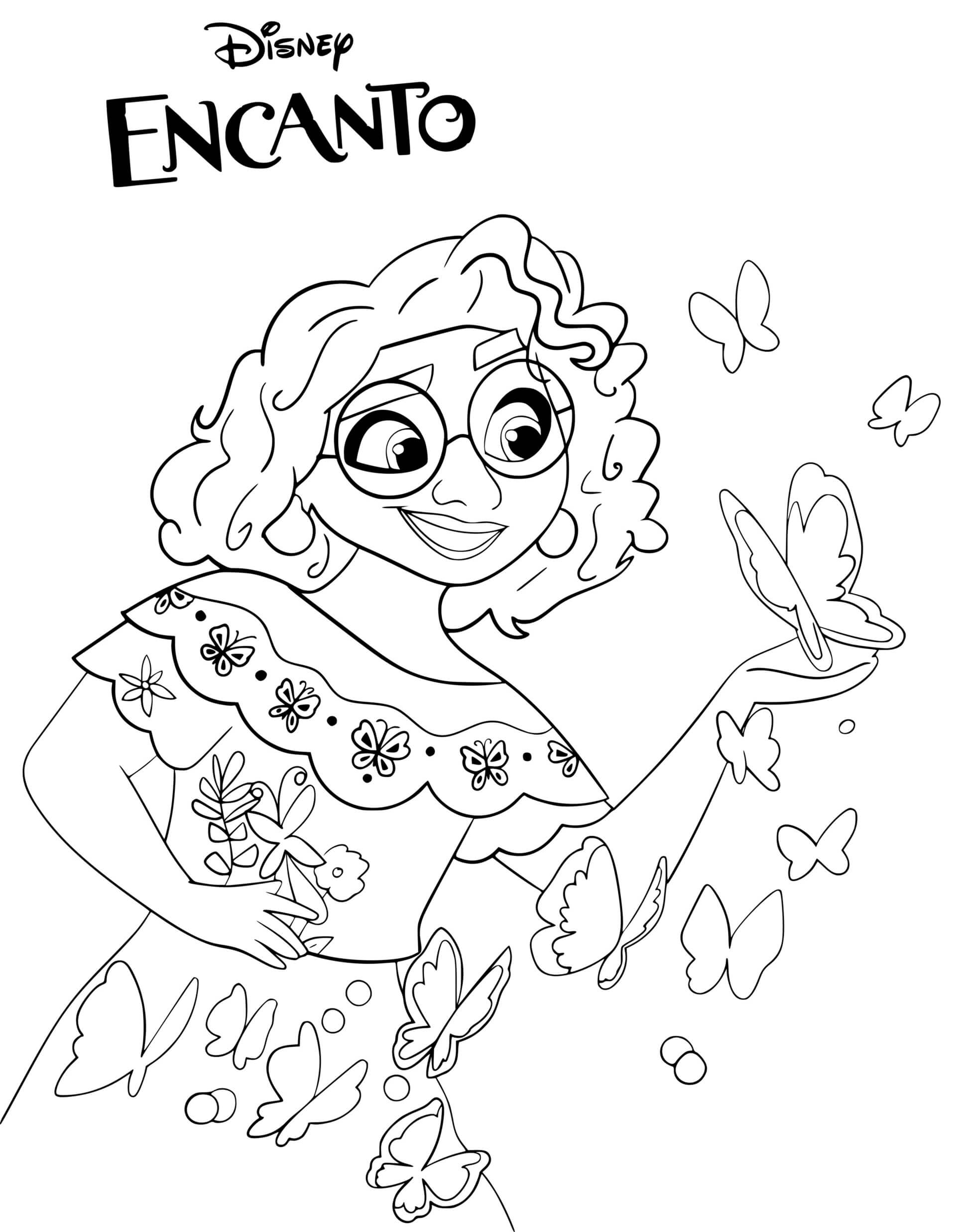 Coloriage Mirabel Avec Un Papillon Encanto Disney - Encanto à imprimer