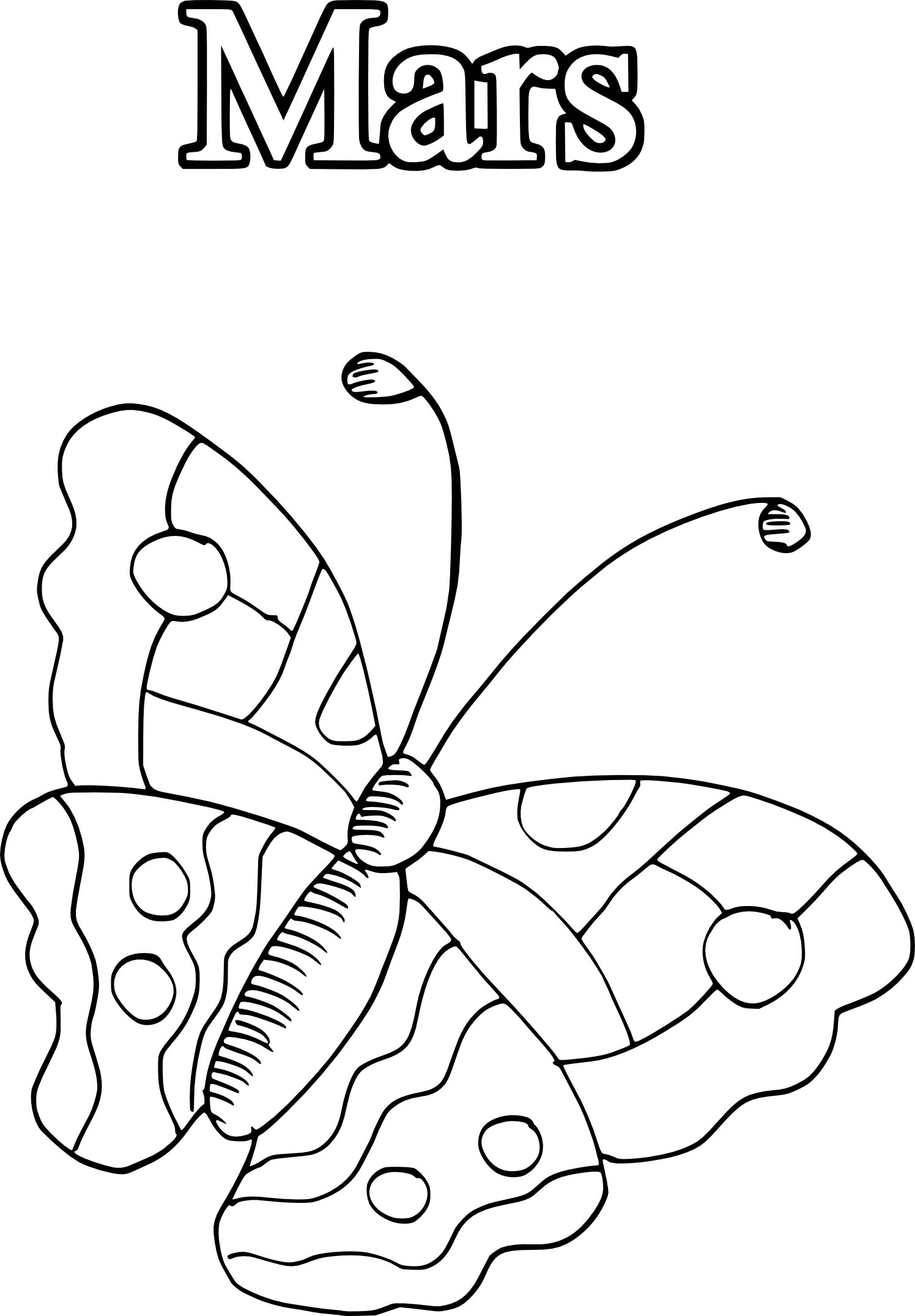 Coloriage Mois De Mars Papillons - Mars à imprimer