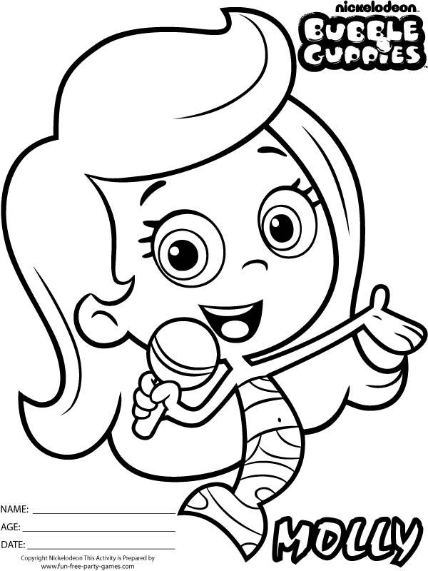 Coloriage Molly Bubble Guppies - Bubulle guppies à imprimer