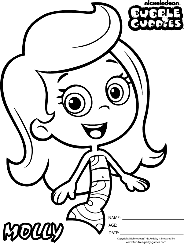 Coloriage Molly Bubble Guppy - Bubulle guppies à imprimer