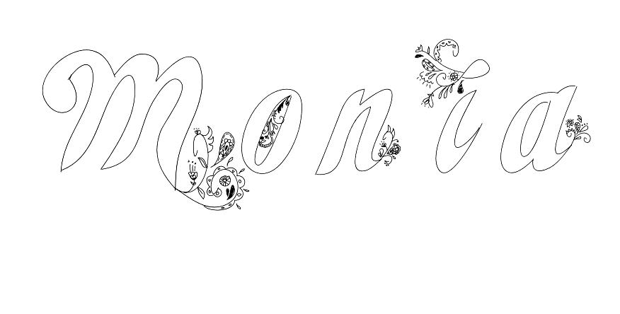 Coloriage Monia - Prénom à imprimer