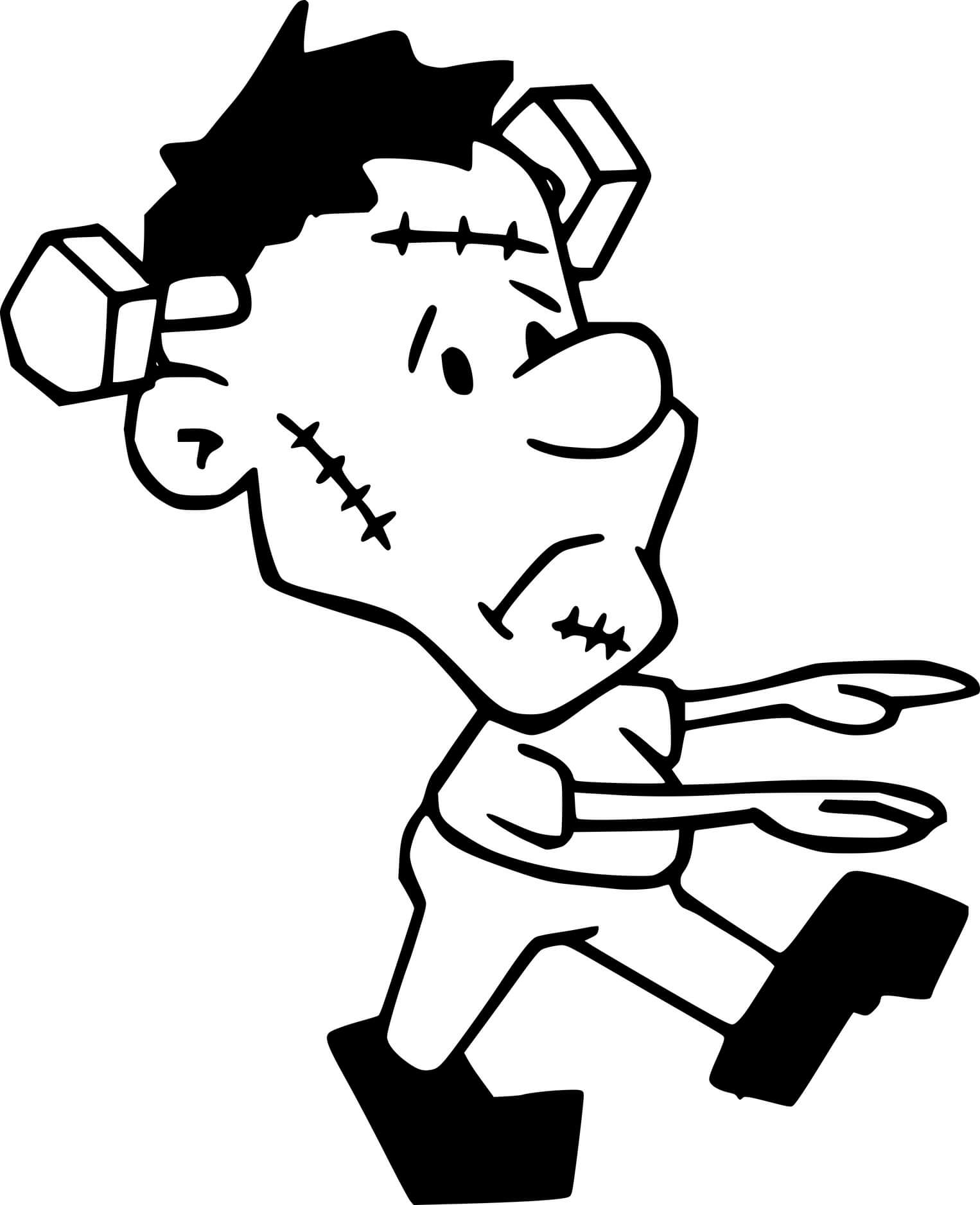 Coloriage Monstre Frankenstein Marche Vers La Tombe - Frankenstein à imprimer