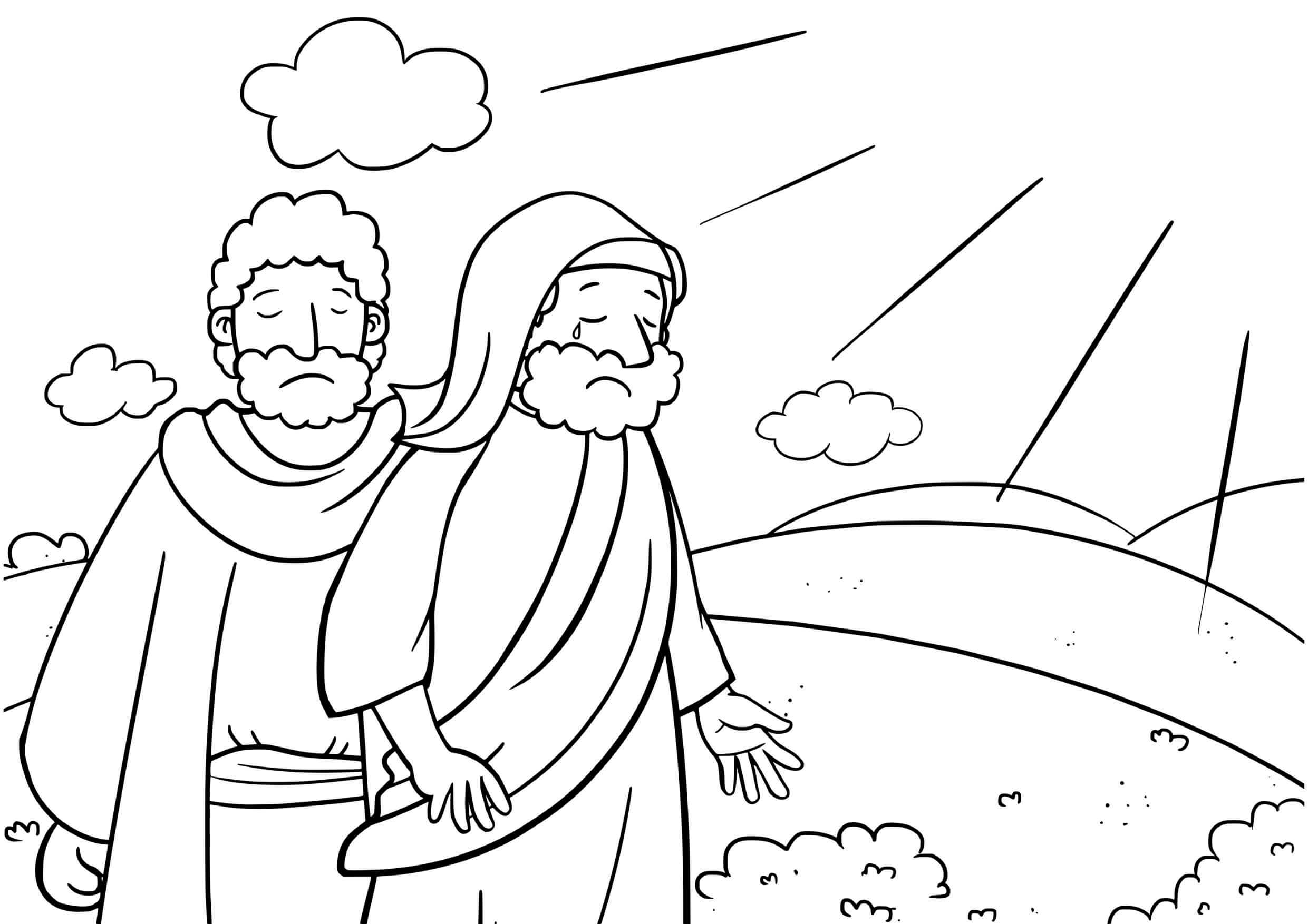 Coloriage Moïse et le rocher miraculeux - Jésus à imprimer