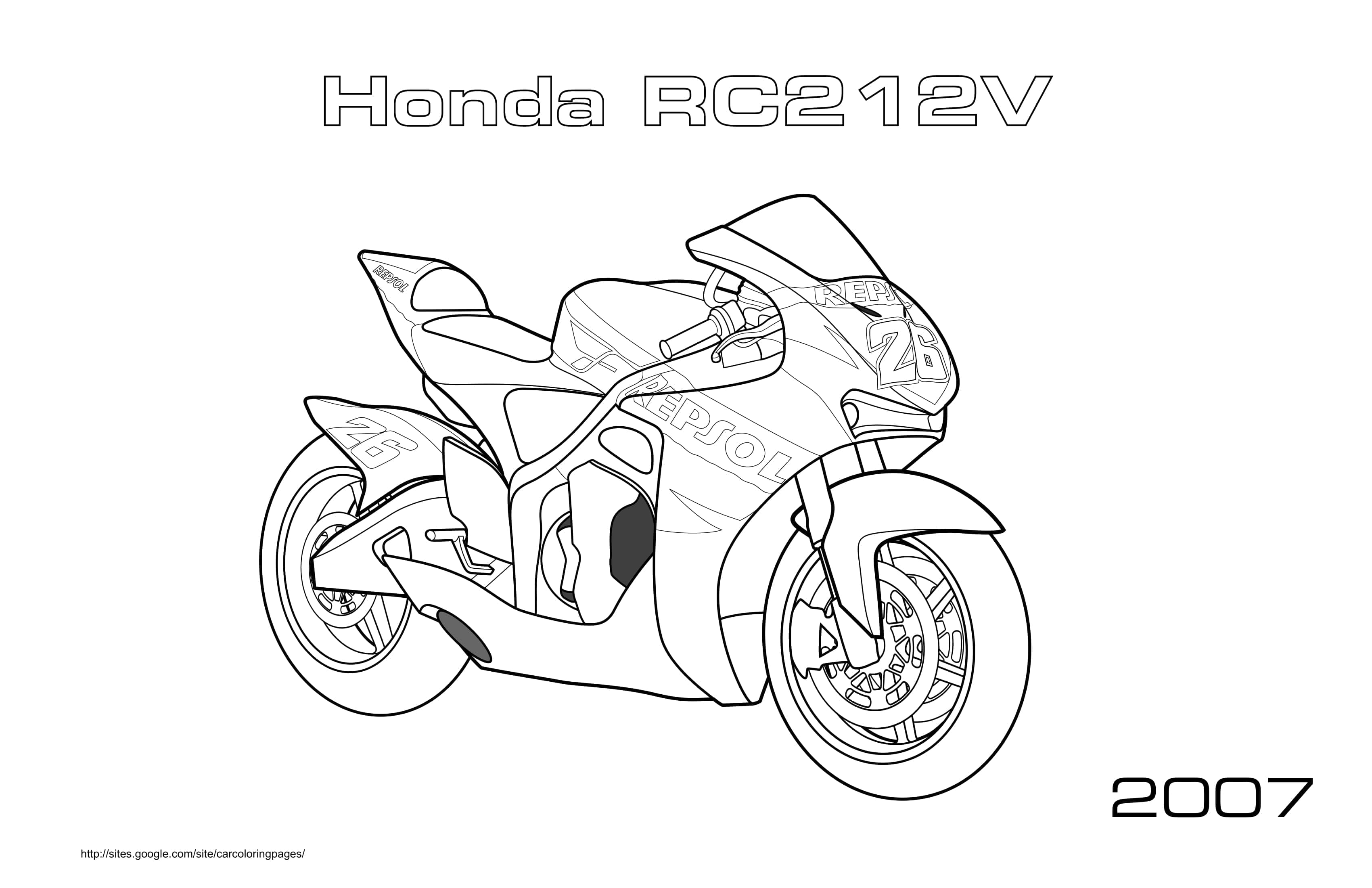 Coloriage Moto Honda RC212V 2007 en compétition - Voiture à imprimer
