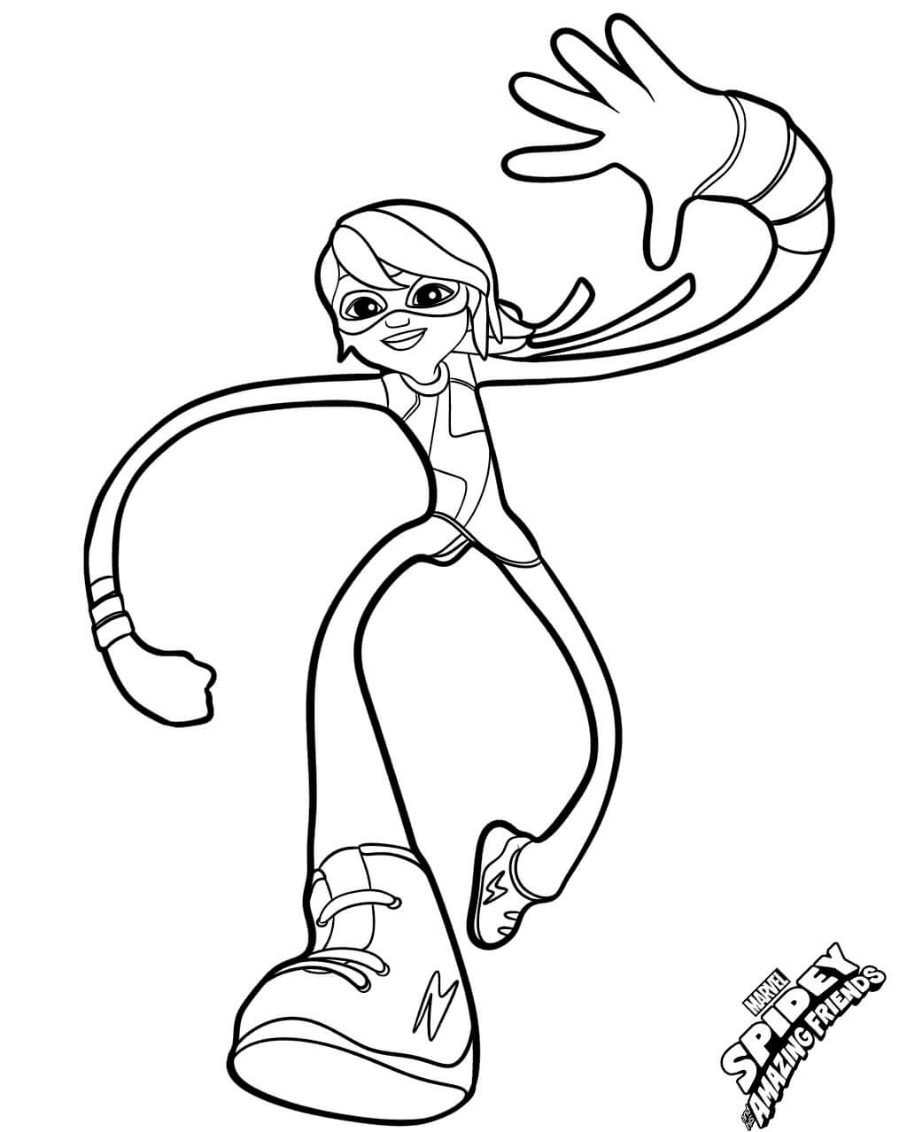 Coloriage Ms Marvel Inhuman Superhero - Spidey à imprimer
