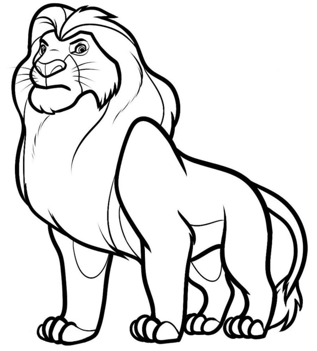 Coloriage Mufasa En Belle Posture - Roi lion à imprimer
