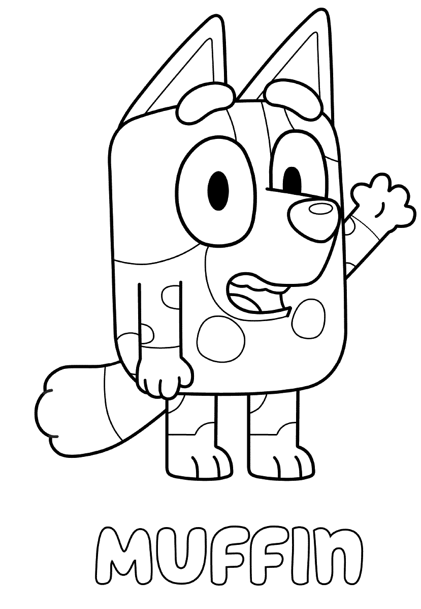Coloriage Muffin Blue Heeler - Bluey à imprimer