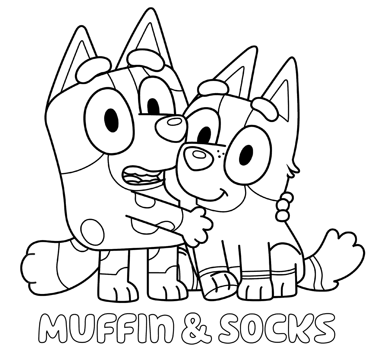 Coloriage Muffin Et Sockss - Bluey à imprimer