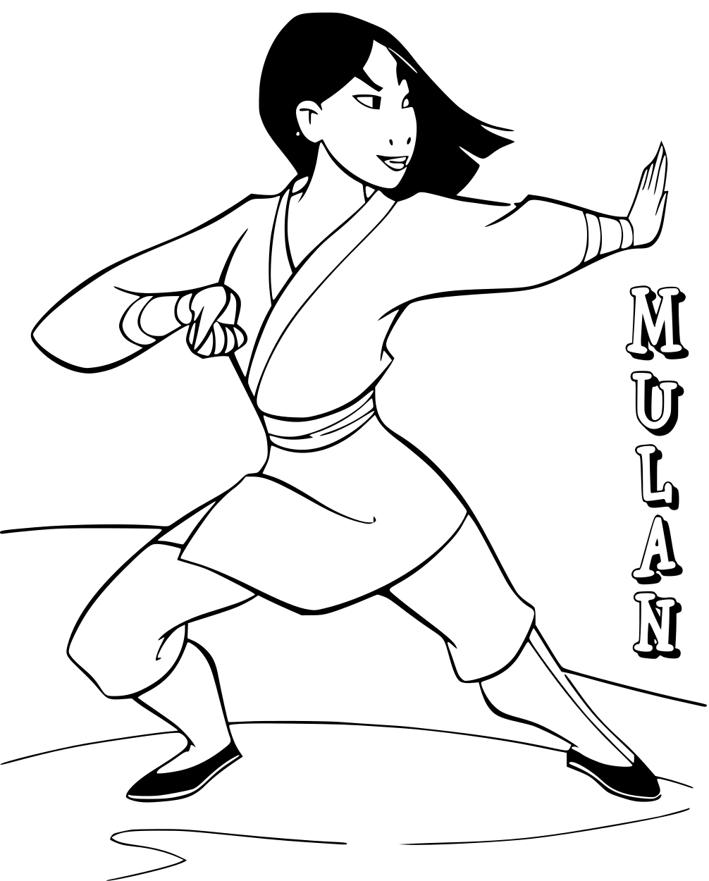 Coloriage Mulan Entrainement Pour La Guerre Contre Les Huns - Mulan à imprimer