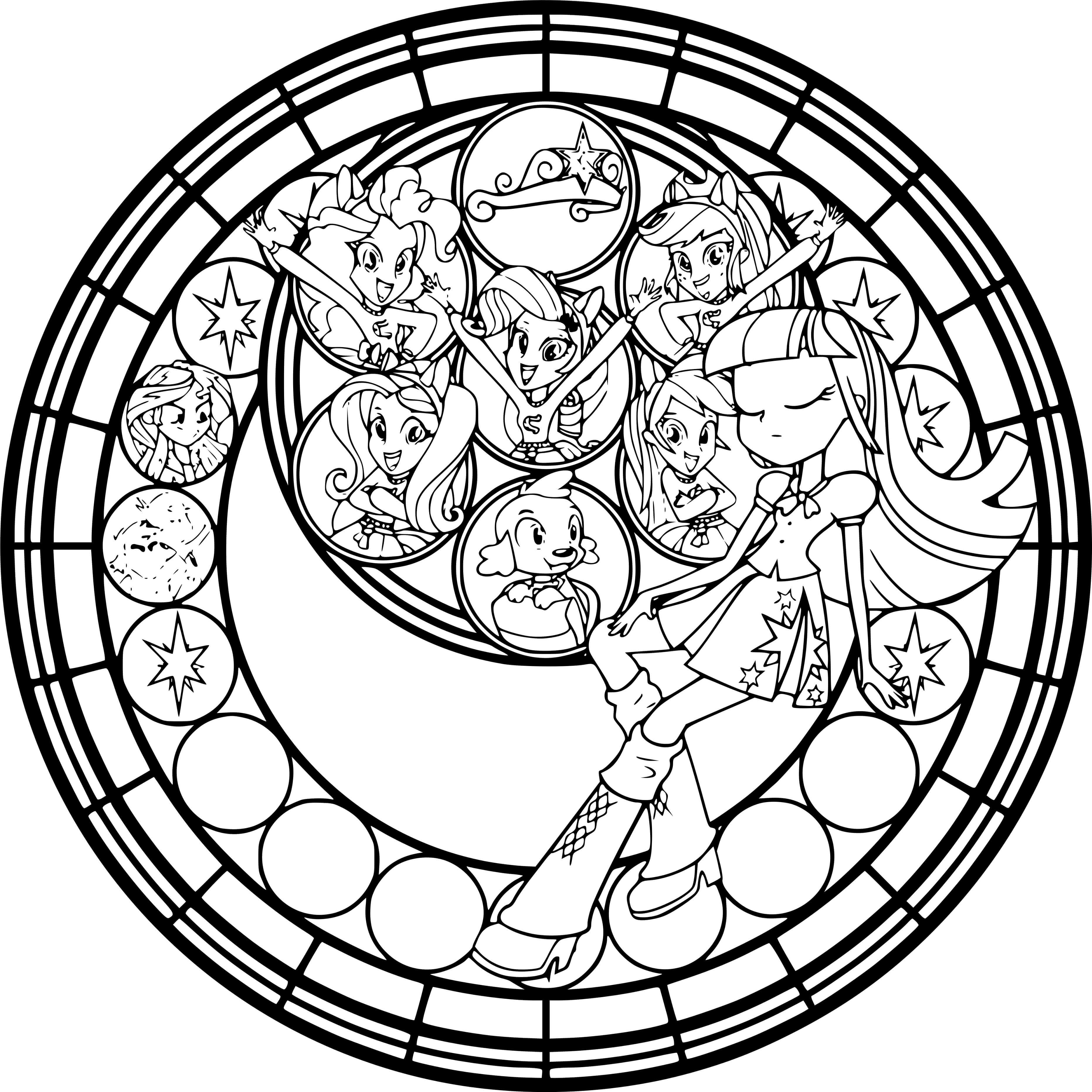 Coloriage Vitrail Équestria Girls - Equestria girls à imprimer