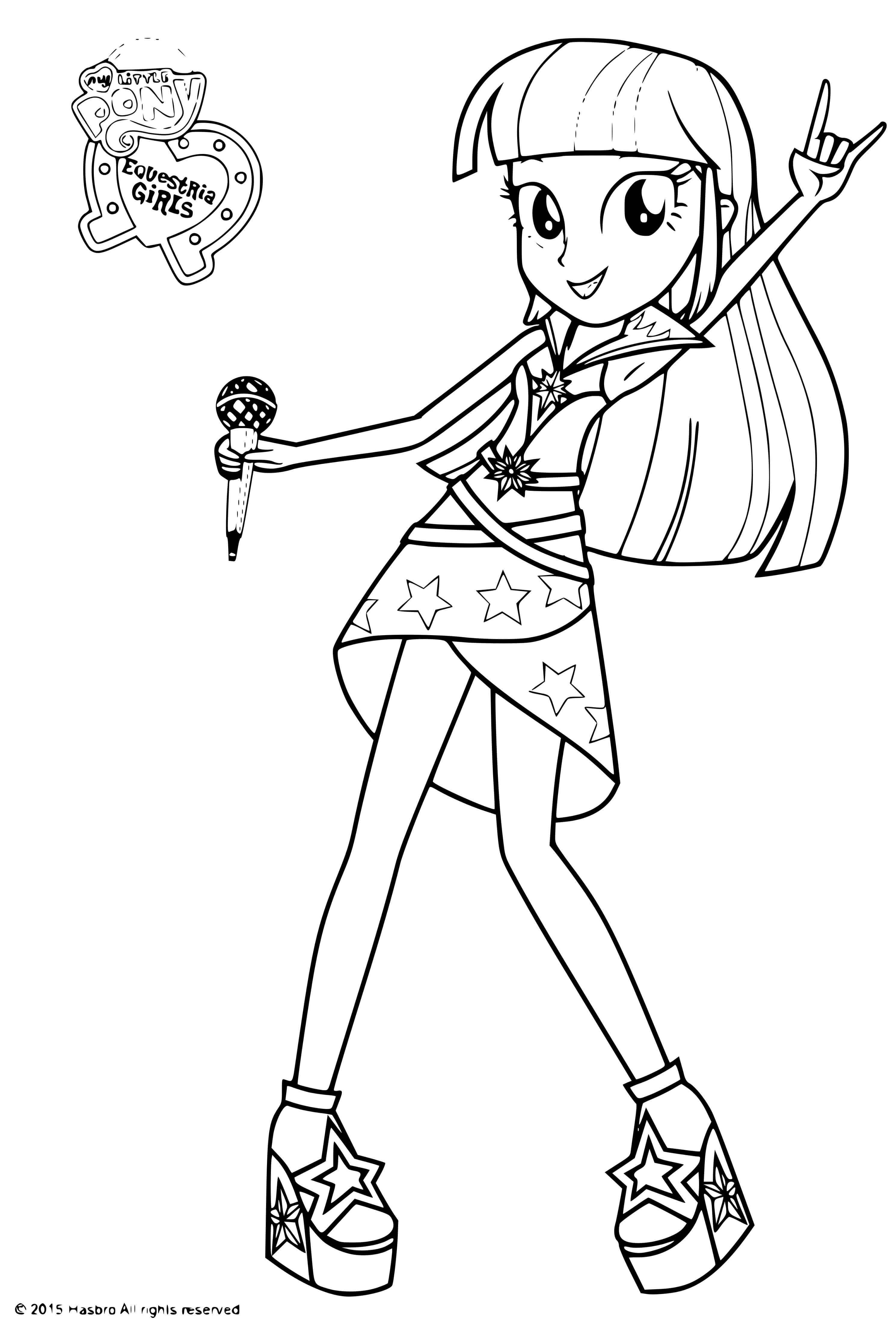 Coloriage Twilight Sparkle Chante à Equestria - Equestria girls à imprimer