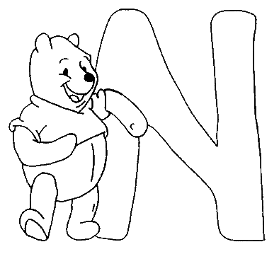 Coloriage N Winnie - Alphabet à imprimer