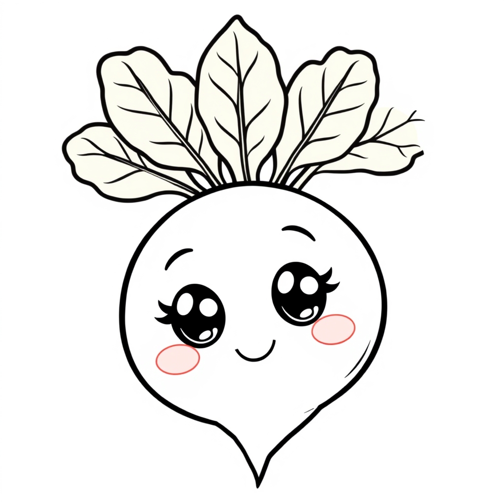 Coloriage Navet Facile Légumes Kawaii - Legumes à imprimer