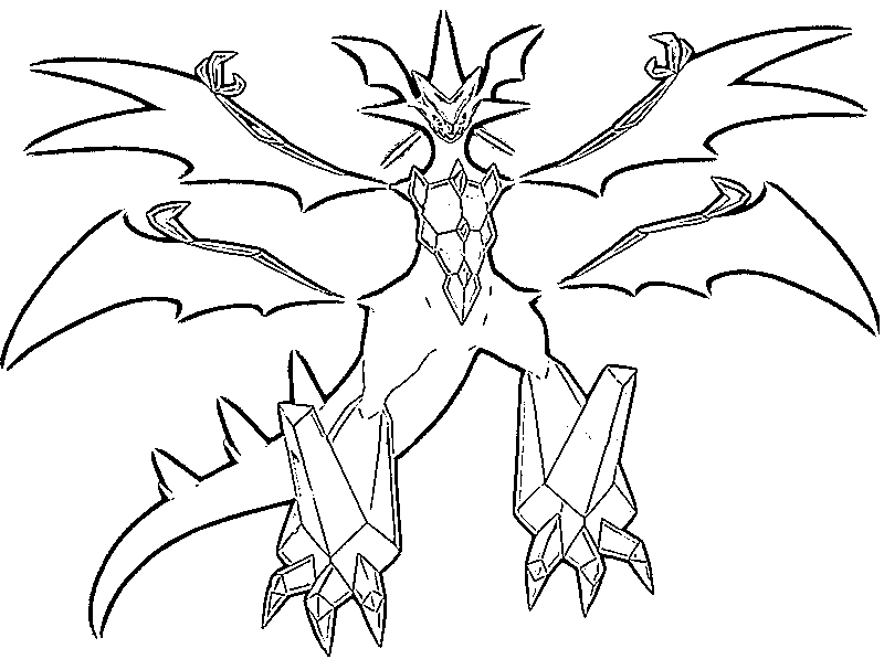 Coloriage Necrozma ultra-chimère Pokémon légendaire - Pokémon légendaire à imprimer