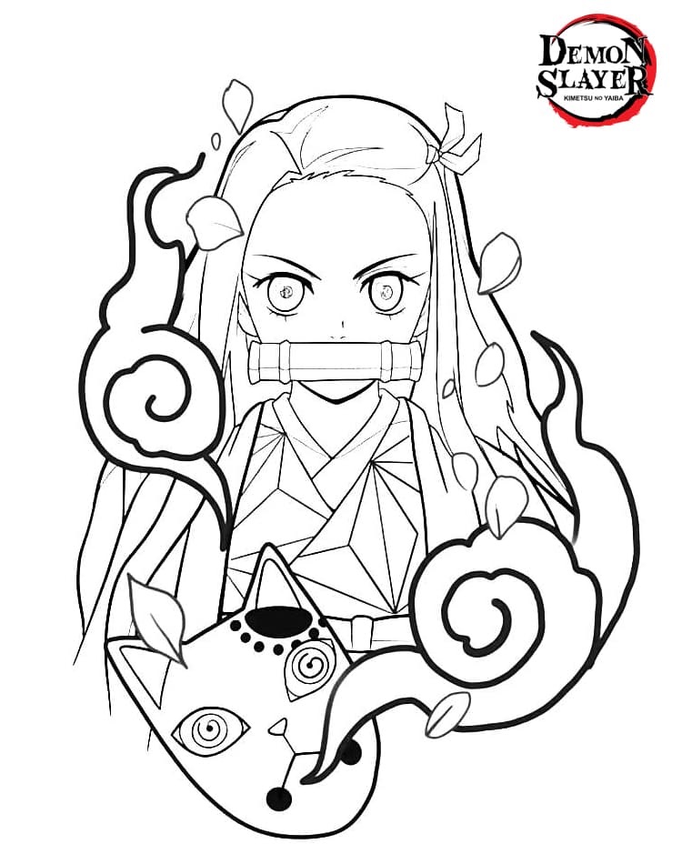 Coloriage Nezuko Kamado - Lame du Démon - Demon slayer à imprimer