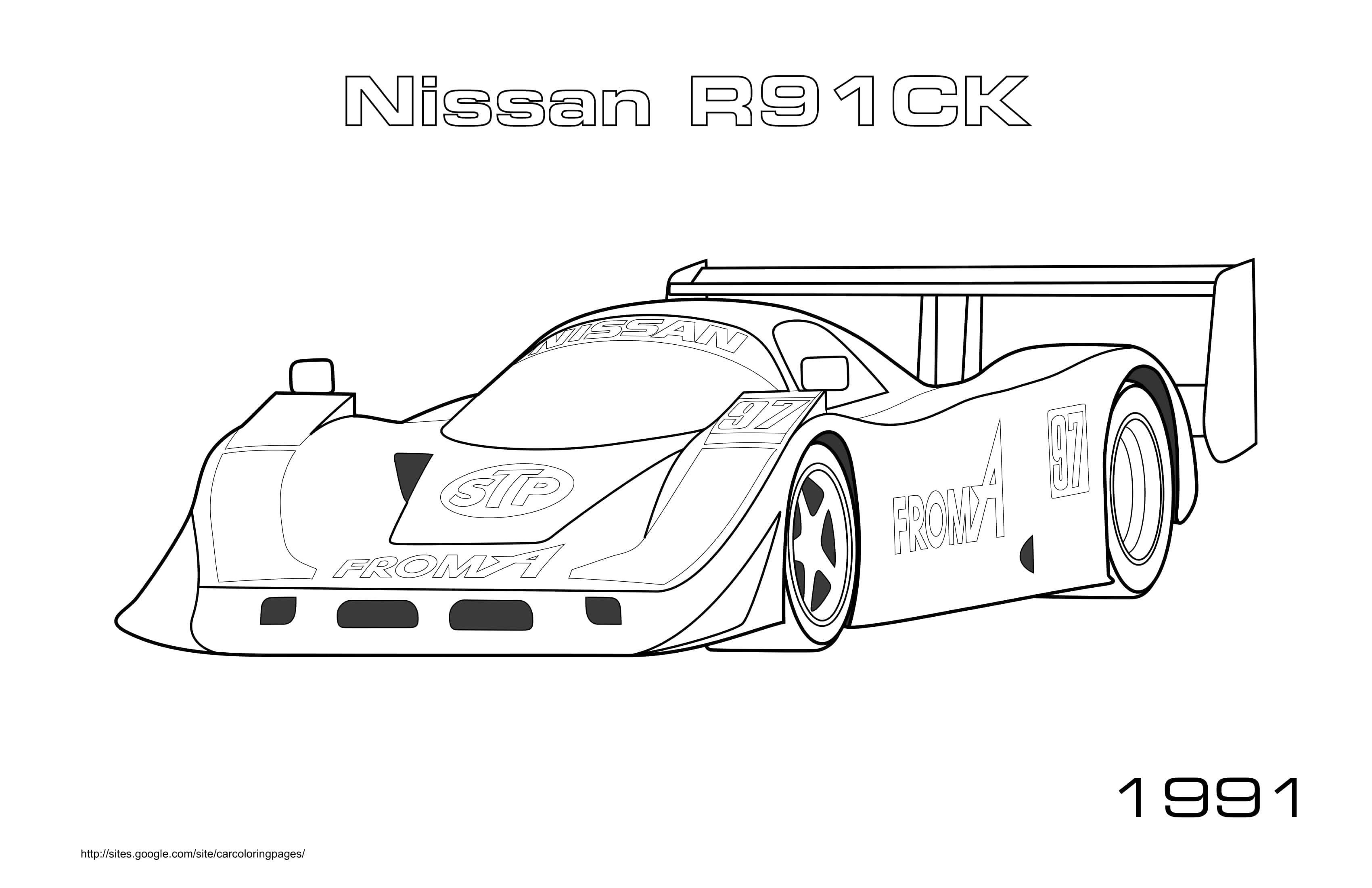 Coloriage Nissan R91ck 1991 lancée à grande vitesse - Voiture de course à imprimer