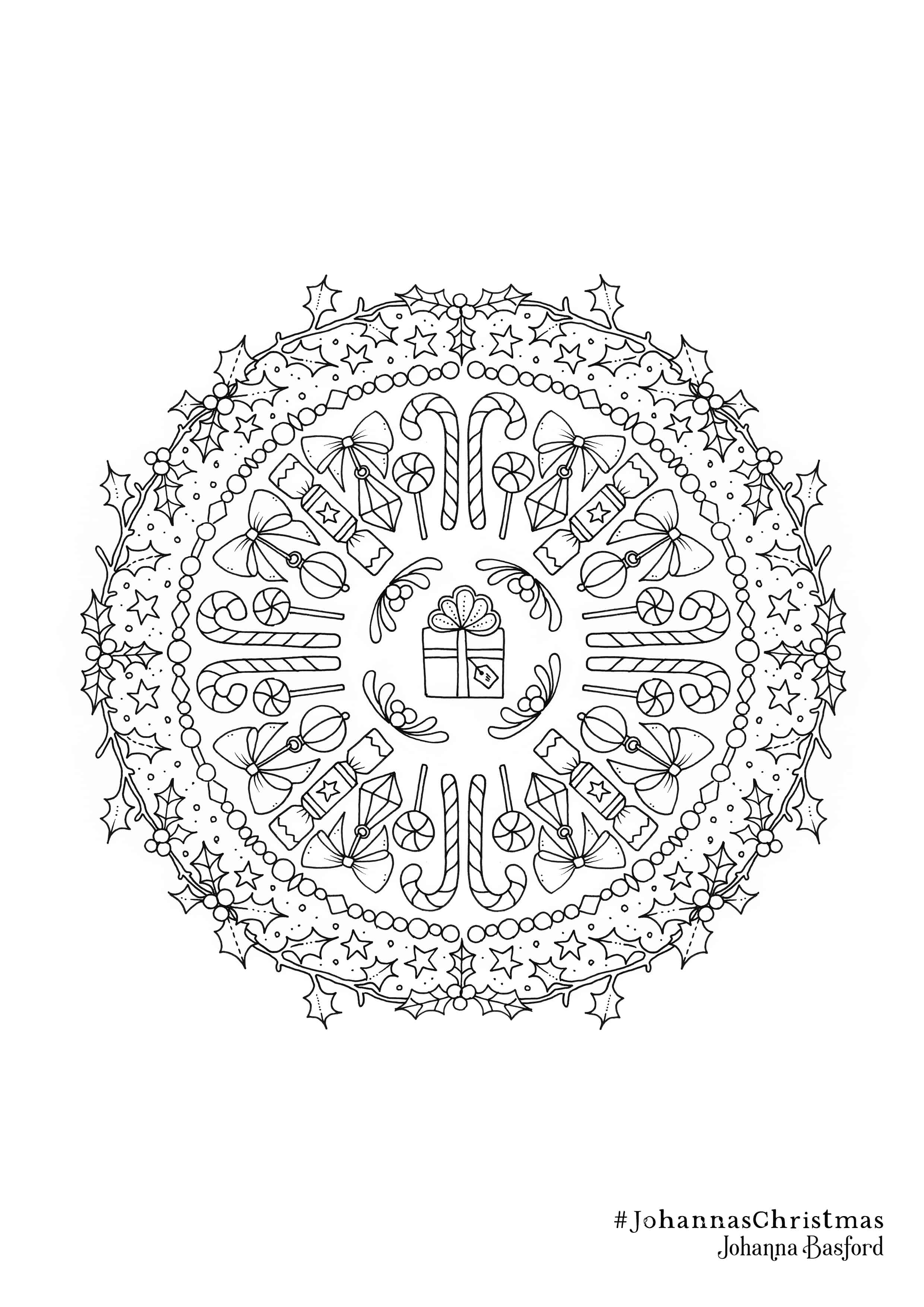Coloriage Noël En Cercle Adulte Par Johanna Basford - Adulte par johanna basford à imprimer