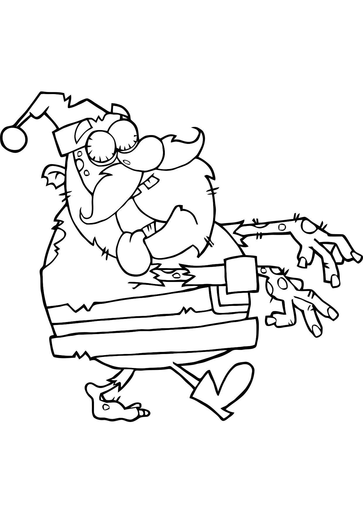 Coloriage Noël Le Père Noël Zombie - Gulli à imprimer