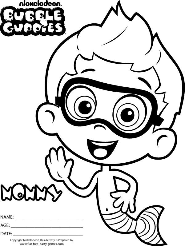 Coloriage Nonny Bubble Guppies en aventure - Bubulle guppies à imprimer