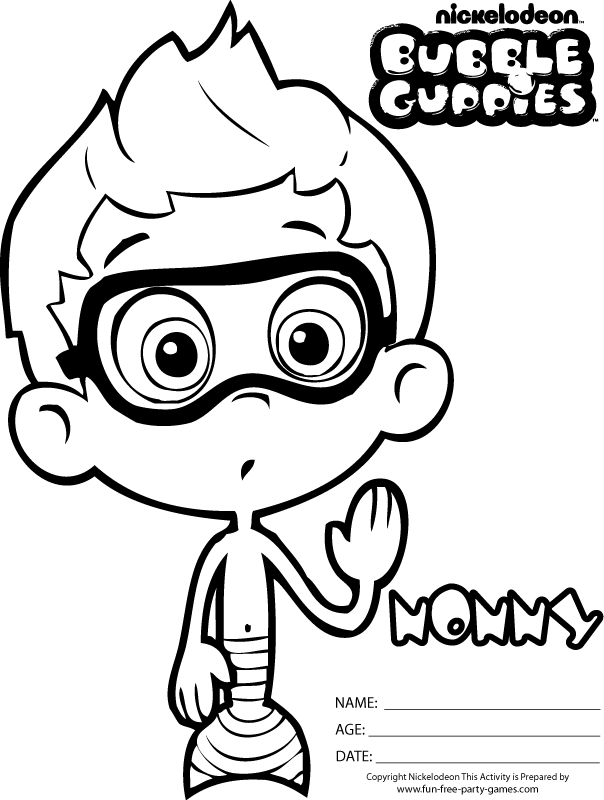 Coloriage Nonny Bubble Guppies - Bubulle guppies à imprimer