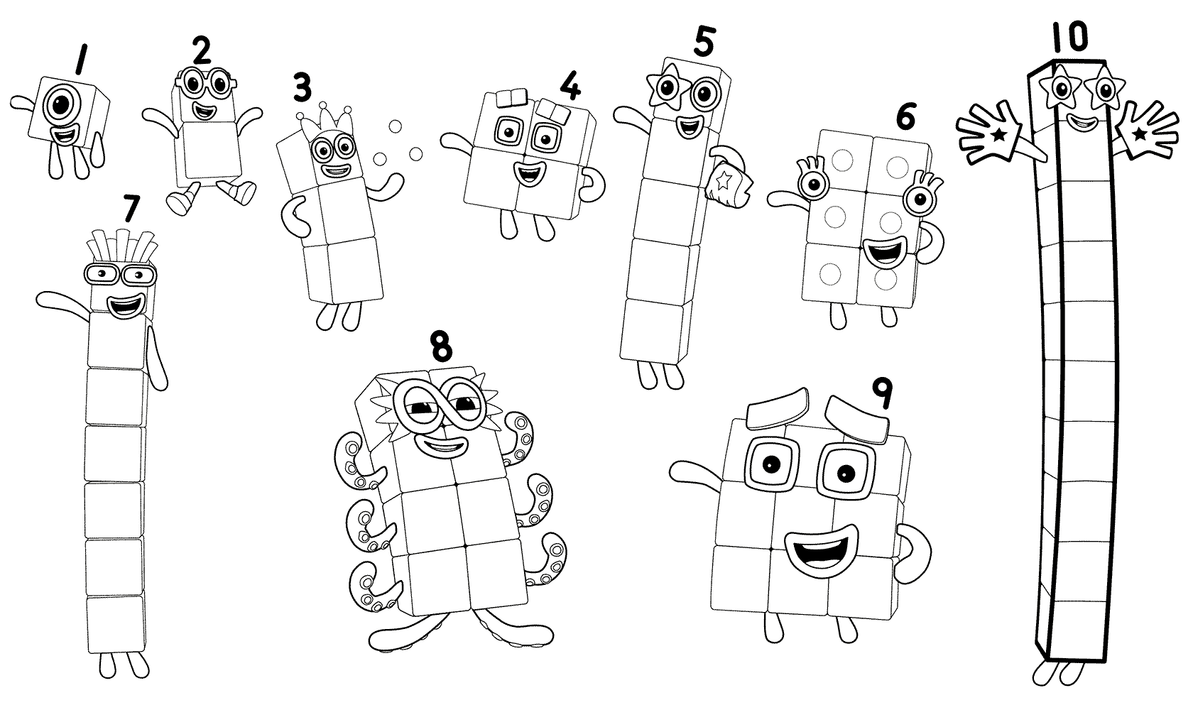 Coloriage Numberblocks chiffres de 1 à 10 - Numberblocks à imprimer