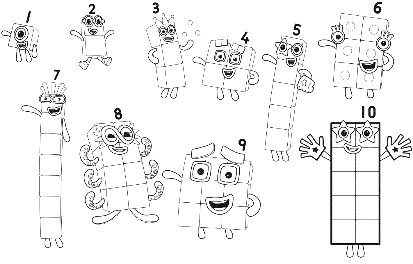 Coloriage Numberblocks All Numbers - Numberblocks à imprimer